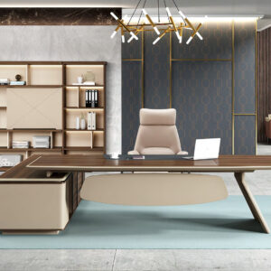 Contemporary Executive Office Desk with Optional Cabinet