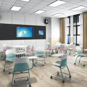 Modern Office Training Room Seats With Pads And Storage Rack