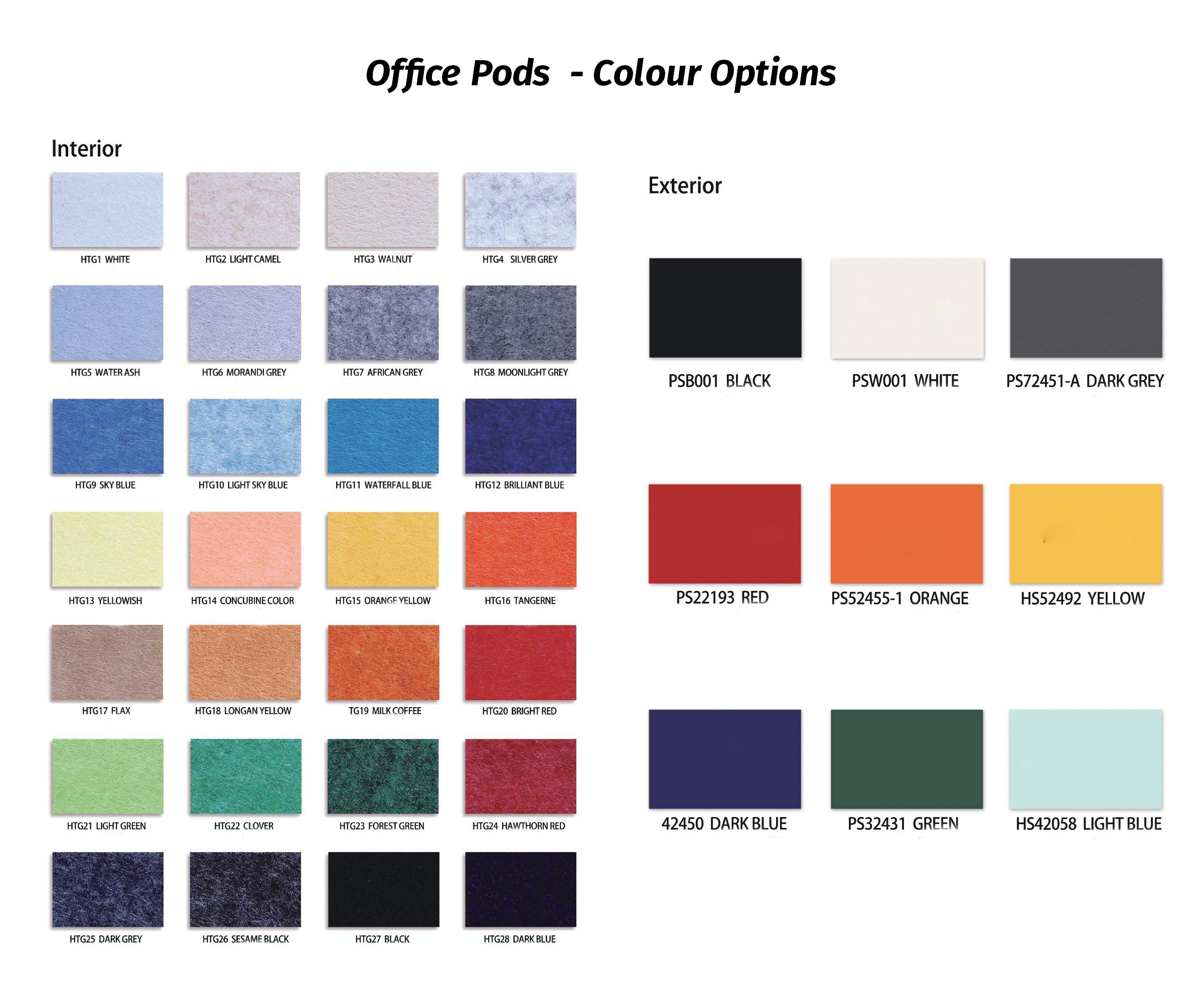 Office Pods - Colour Options